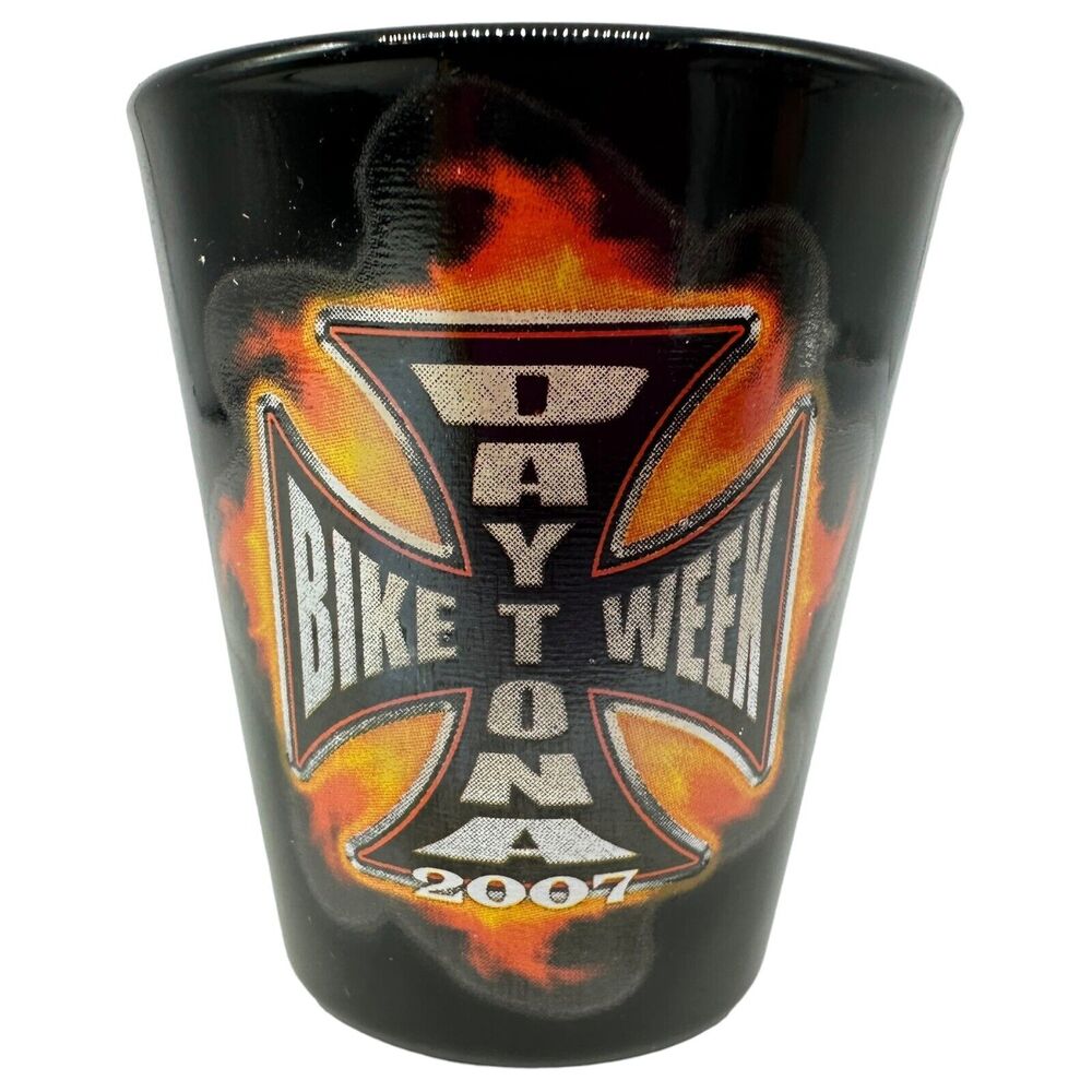 Daytona Beach Bike‎ Week Cross Black Shot Glass 2007